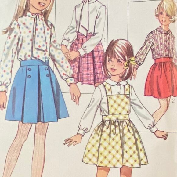 Vtg Simplicity 8123 Skirt Blouse Pattern 12 Girl 1969 Variation Bib Suspender - Picture 1 of 6